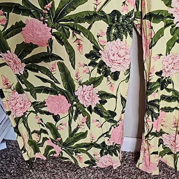 Agua Bendita x Target XL Floral Palm Jumpsuit Wide leg Halter top yellow green - Picture 3 of 10